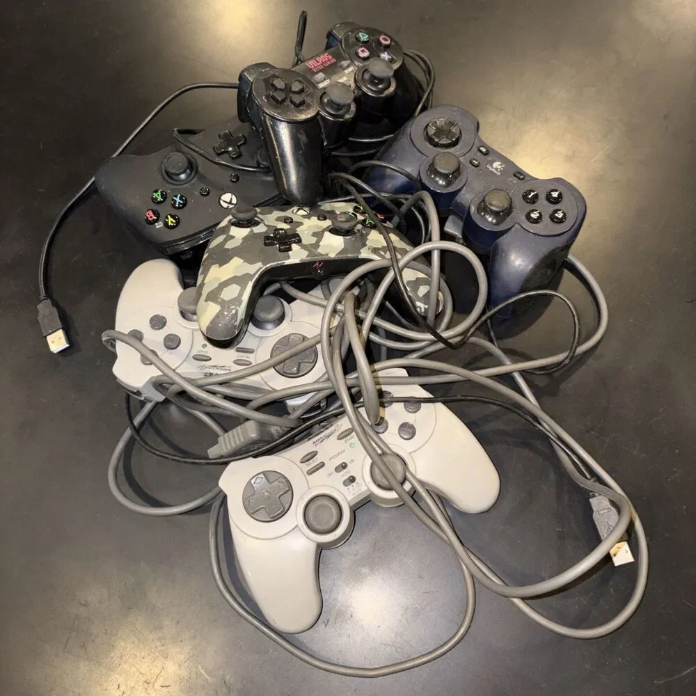 Mixed Lot of 6 Game Controllers - See Pictures Untested for Parts or Repair READ
